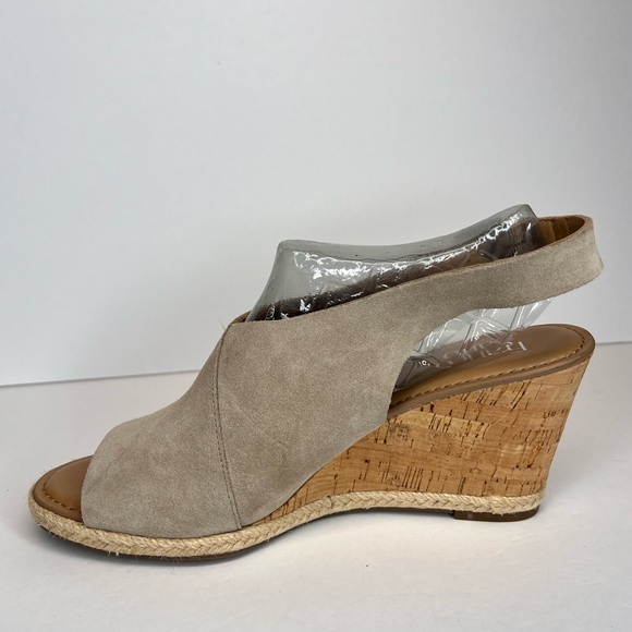 Franco Sarto Womens Julien Open Toe Suede Wedges Sz 10M Suede Taupe Worn 1X! - Picture 10 of 14